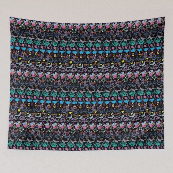Item preview, Floral Travel Horizontal Brights on Black designed and sold by Digitalmyth's Designs.