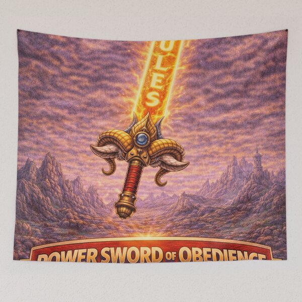 Item preview, Power Sword of Obedience, “RULES” Blade Relic | Sheep-Man Sheepism Parody designed and sold by Thpoar.