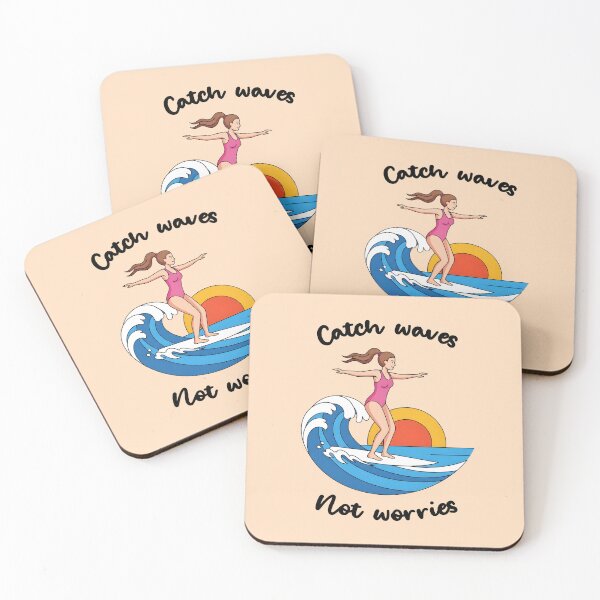 Item preview, Catch Waves Not Worries – Balanced Surfer Girl on the Ocean designed and sold by Sea Gem.