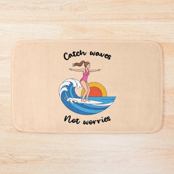 Item preview, Catch Waves Not Worries – Balanced Surfer Girl on the Ocean designed and sold by Sea Gem.