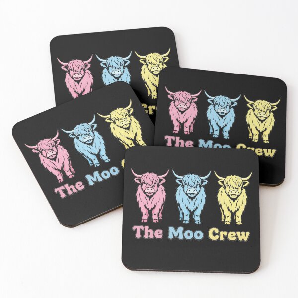 Item preview, The Moo Crew Colorful Highland Cow Trio - Modern Scottish Wildlife Art designed and sold by Loom on the Loch.