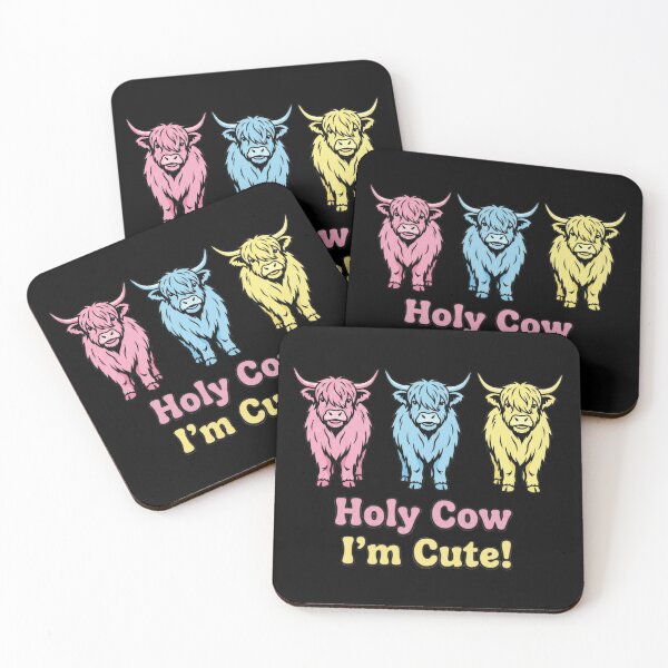 Item preview, Holy Cow I'm Cute Highland Cow Trio - Colorful Scottish Wildlife Art designed and sold by Loom on the Loch.