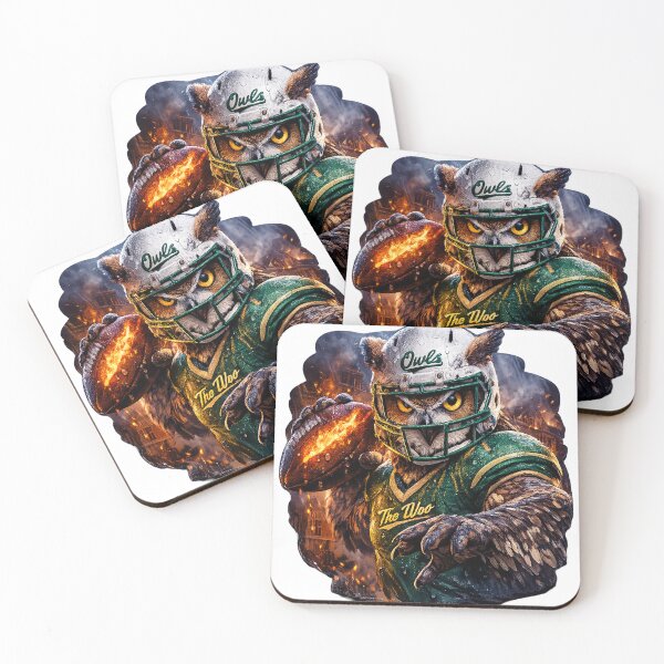 Item preview, Retro Vaporwave Owl Mascot in Flames – Go Owls Die-Cut Vinyl Sticker designed and sold by ARTCREATESHOP.