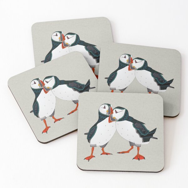 Item preview, puffin pair warm grey designed and sold by scrummy.