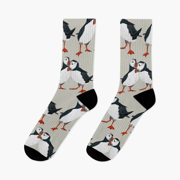 Item preview, puffin pair warm grey designed and sold by scrummy.