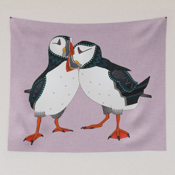 Item preview, puffin pair lilac designed and sold by scrummy.