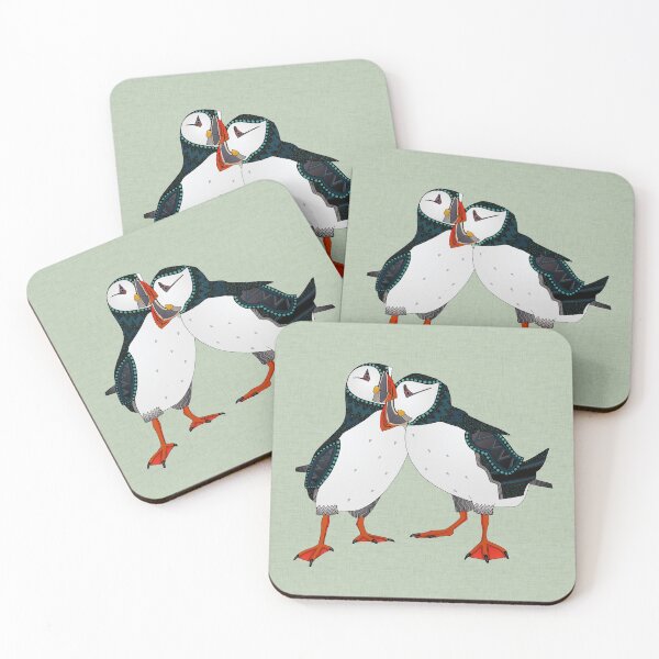 Item preview, puffin pair eucalyptus designed and sold by scrummy.