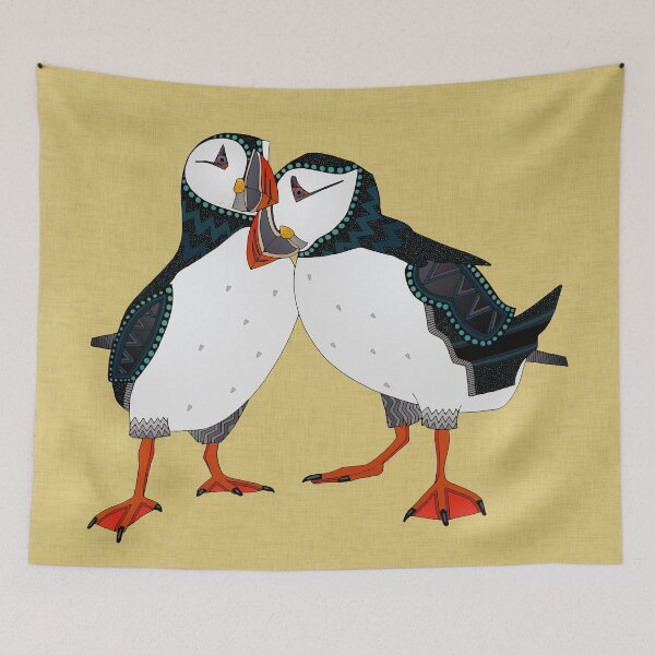 Item preview, puffin pair gold designed and sold by scrummy.