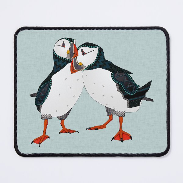 Item preview, puffin pair celadon blue designed and sold by scrummy.