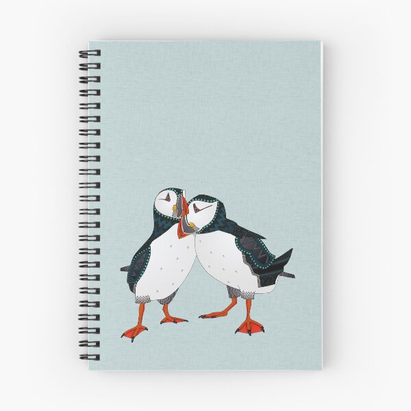 Item preview, puffin pair celadon blue designed and sold by scrummy.