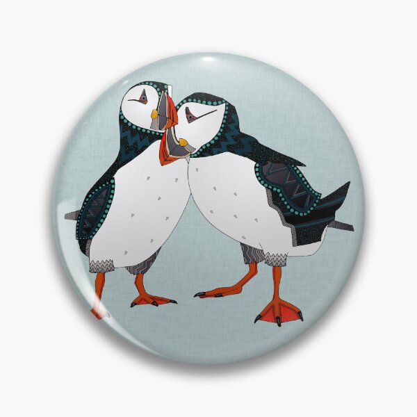 Item preview, puffin pair celadon blue designed and sold by scrummy.