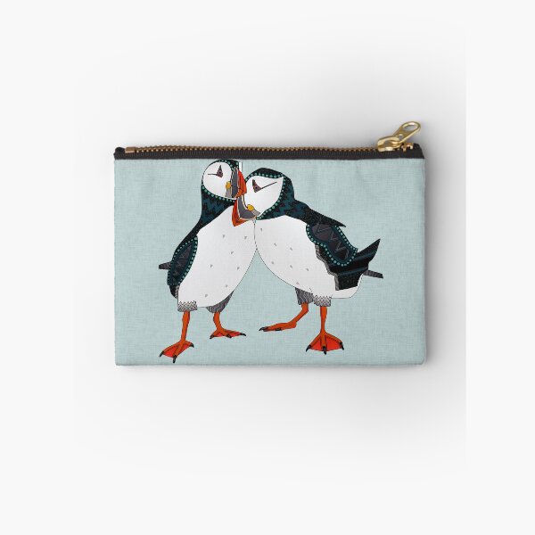 Item preview, puffin pair celadon blue designed and sold by scrummy.
