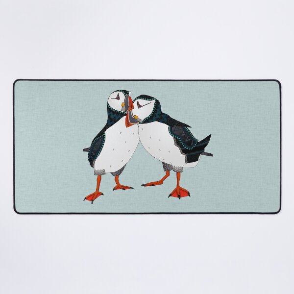 Item preview, puffin pair celadon blue designed and sold by scrummy.