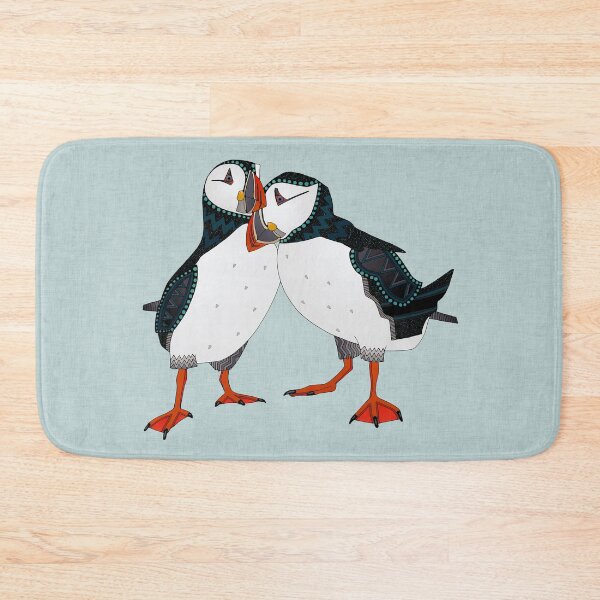 Item preview, puffin pair celadon blue designed and sold by scrummy.