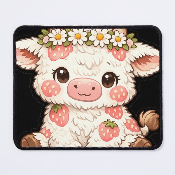 Item preview, Cute Strawberry Cow Pastel Farm Cottagecore Aesthetic designed and sold by Retro Mood Co.