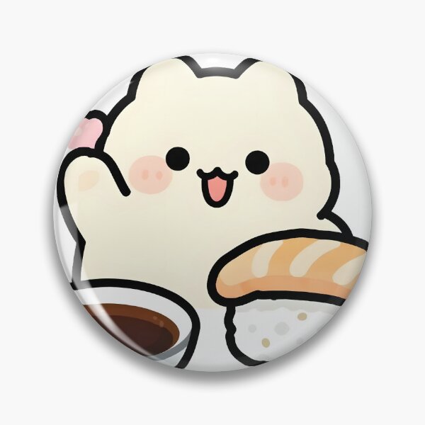 Item preview, Kawaii White Cat Eating Sushi designed and sold by Zentavix.
