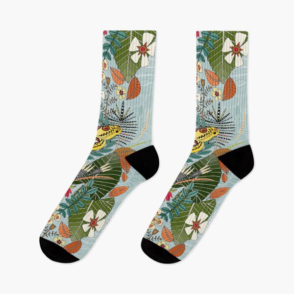 Item preview, tropical moth paradise celadon blue designed and sold by scrummy.