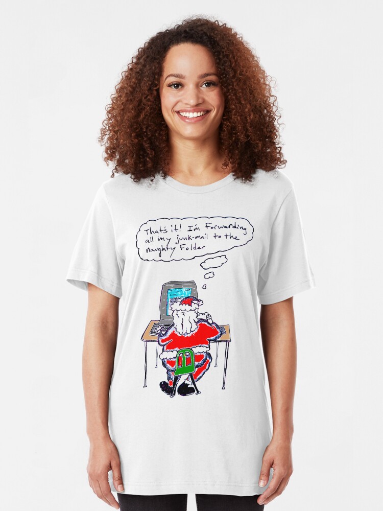 Alternate view of Santa's Inbox (color) Slim Fit T-Shirt