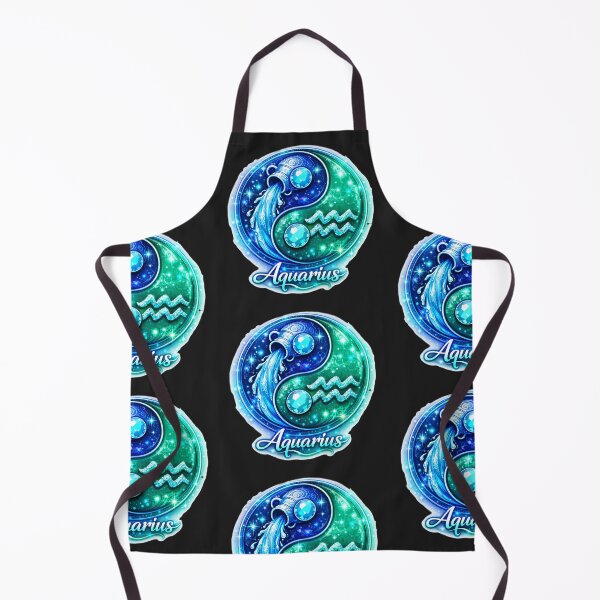 Item preview, Aquarius Zodiac starsign inside a yin-yang ,Jan 20–Feb 18 designed and sold by FireOrchid.