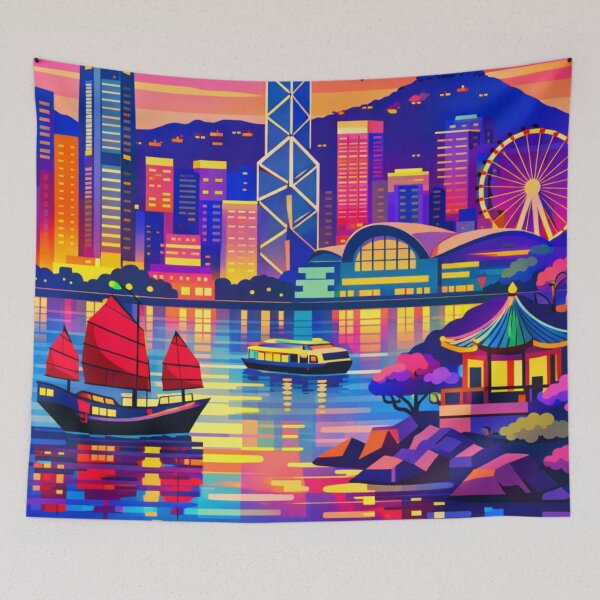 Item preview, Hong Kong llustration Postcard designed and sold by MatthewHeights.