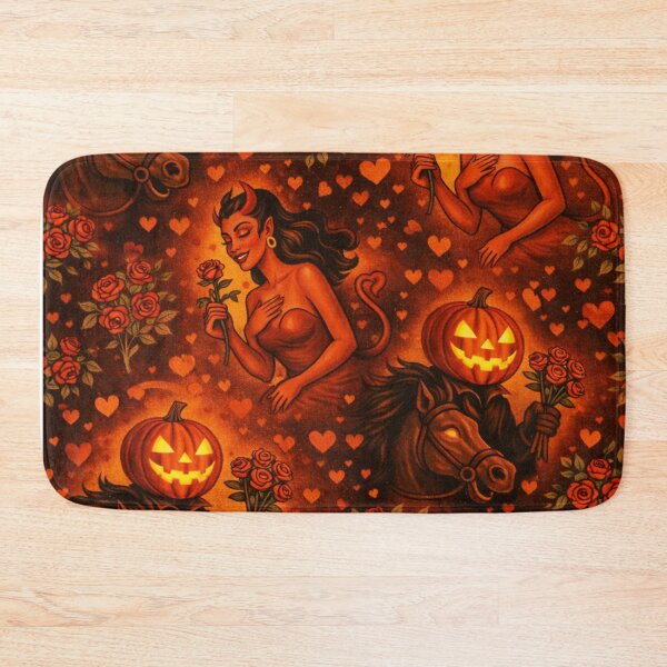 Item preview, Headless Horseman & Devil Valentine – Retro Halloween Art designed and sold by TheHorsemanRidesAgain.