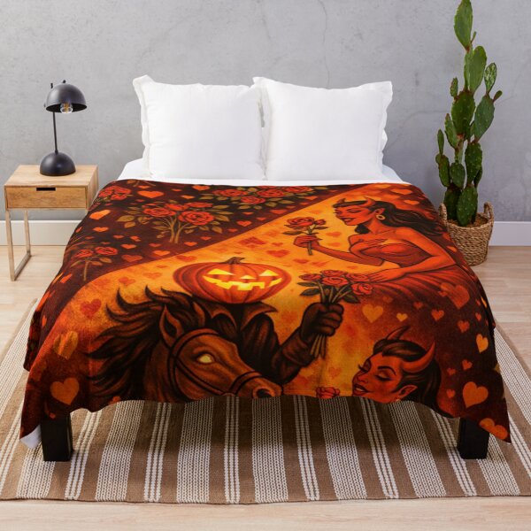 Item preview, Headless Horseman & Devil Valentine – Retro Halloween Art designed and sold by TheHorsemanRidesAgain.