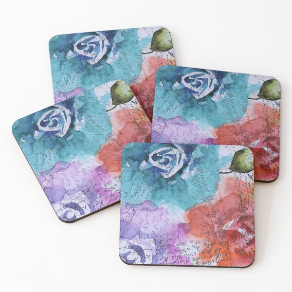 Item preview, Bright Rose Watercolor Painting Vintage Writing designed and sold by Karlena Lewin Studio.