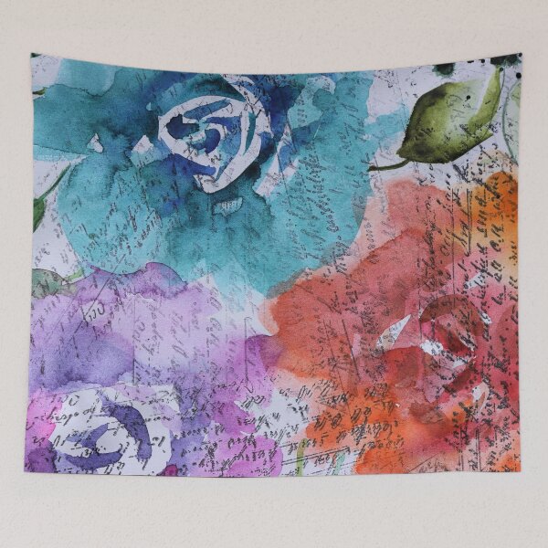 Item preview, Bright Rose Watercolor Painting Vintage Writing designed and sold by Karlena Lewin Studio.