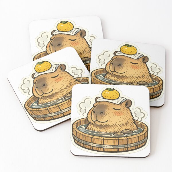 Item preview, Relaxing Spa Capybara With Yuzu Hot Spring Bath designed and sold by Retro Mood Co.
