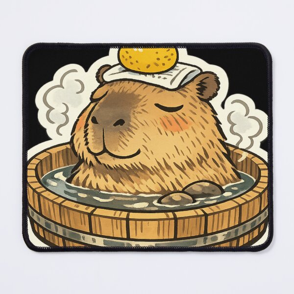 Item preview, Relaxing Spa Capybara With Yuzu Hot Spring Bath designed and sold by Retro Mood Co.