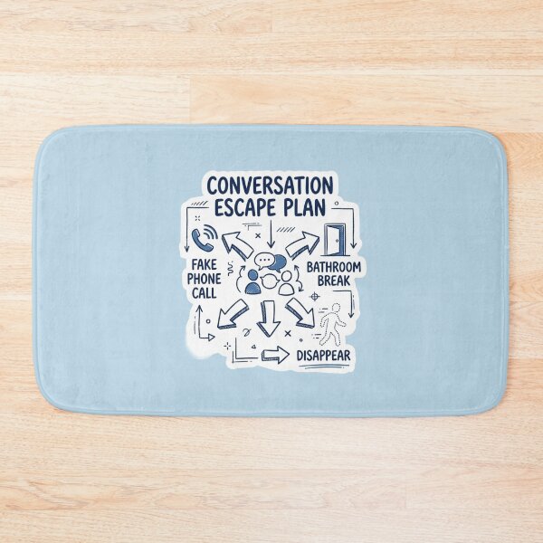 Item preview, Conversation Escape Plan Funny Introvert Diagram designed and sold by Quiet Mode Studio.