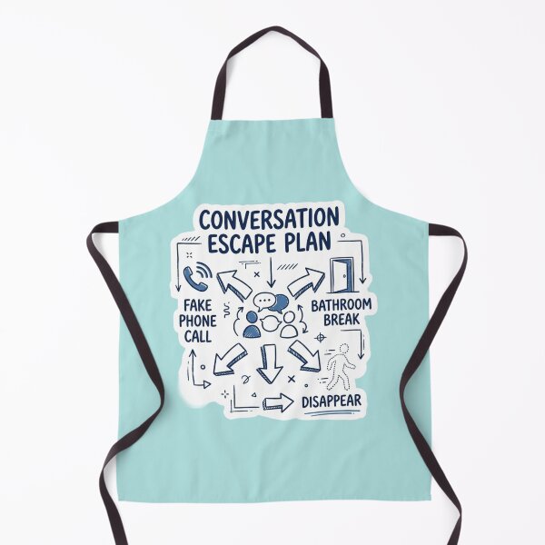 Item preview, Conversation Escape Plan Funny Introvert Diagram designed and sold by Quiet Mode Studio.