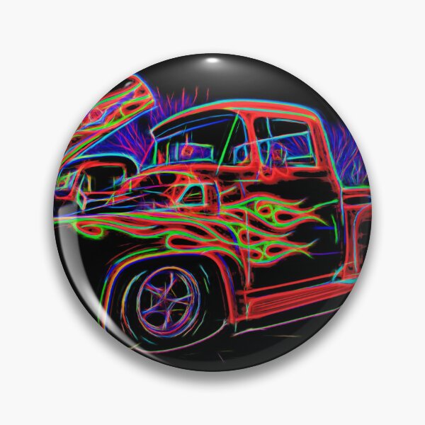 Item preview, Neon Ford F100 Pickup Truck With Flames Classic Hot Rod Art designed and sold by Moriarty's Digital Visions.