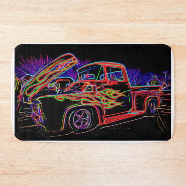 Item preview, Neon Ford F100 Pickup Truck With Flames Classic Hot Rod Art designed and sold by Moriarty's Digital Visions.
