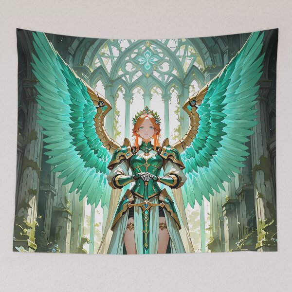 Item preview, AETHELGARD: Emerald Seraph Angel Warrior Fantasy Cathedral Guardian designed and sold by BorgSpareParts.