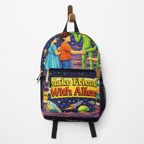 Item preview, Make Friends With Aliens — Retro Galactic Friendship designed and sold by gutfeelgraphic.