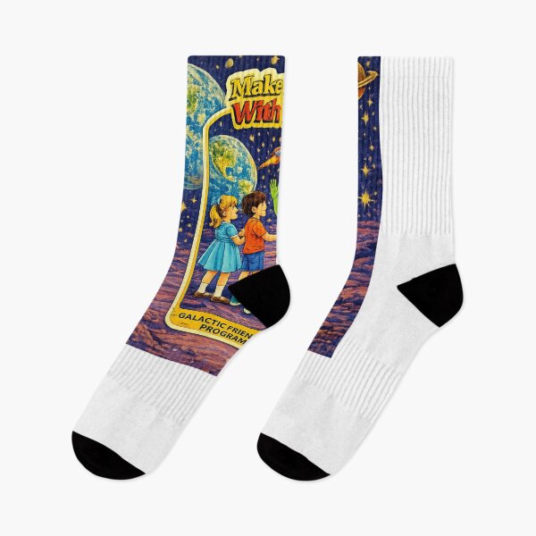 Item preview, Make Friends With Aliens — Retro Galactic Friendship designed and sold by gutfeelgraphic.