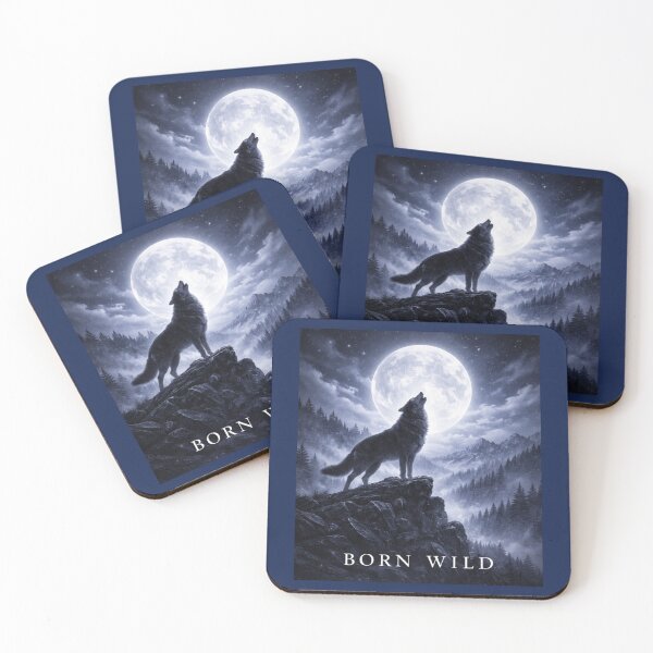 Item preview, Born Wild Wolf – Moonlit Wilderness Wolf Art designed and sold by GeoWild Designs.