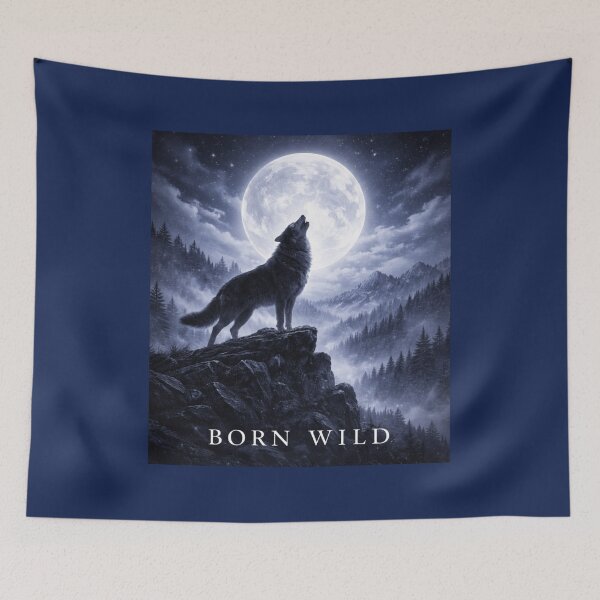 Item preview, Born Wild Wolf – Moonlit Wilderness Wolf Art designed and sold by GeoWild Designs.