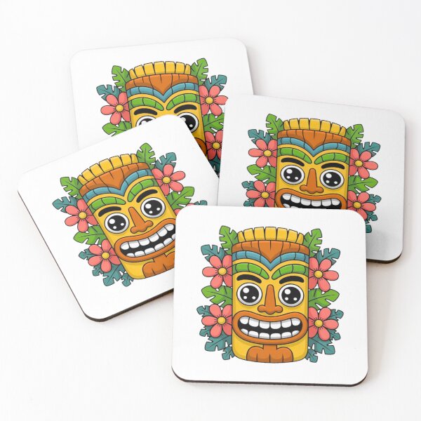 Item preview, Cute Kawaii Tiki Mask Tropical Cartoon Island Art designed and sold by YounexxART.