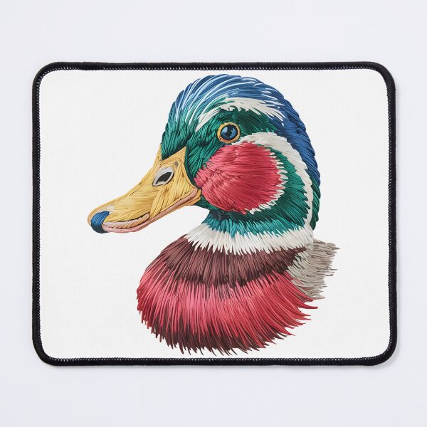 Item preview, Thread Painted Duck Head – Colorful Embroidered Bird Feather Artwork designed and sold by CoastalEmp.