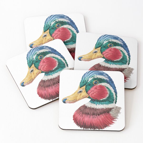 Item preview, Thread Painted Duck Head – Colorful Embroidered Bird Feather Artwork designed and sold by CoastalEmp.