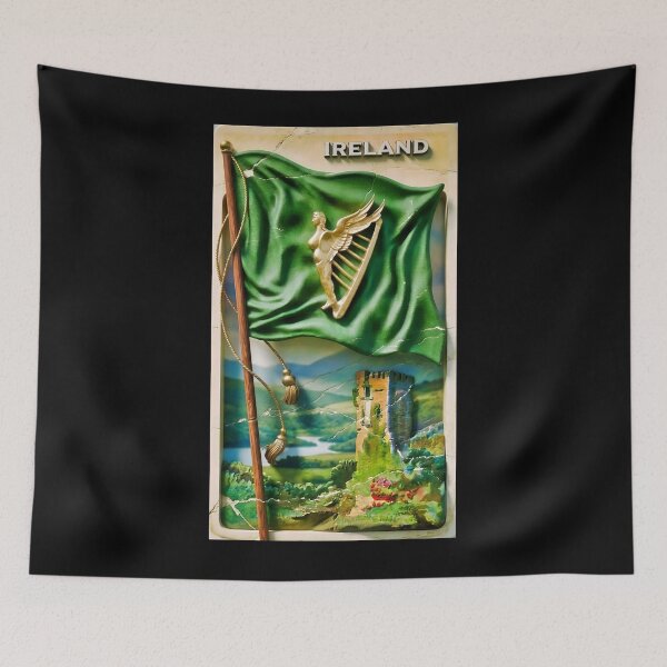 Item preview, Green Harp Flag Maid of Erin Flag Irish early  1900's Flag remastered designed and sold by OliDesigns.