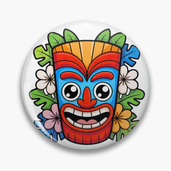 Item preview, Happy Kawaii Tiki Mask Cute Tropical Cartoon Design designed and sold by YounexxART.