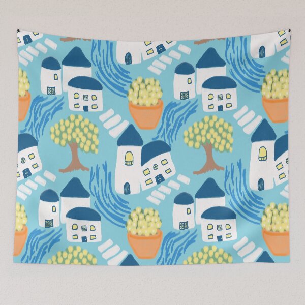 Item preview, Mediterranean Greek Houses designed and sold by RepeatCandy.