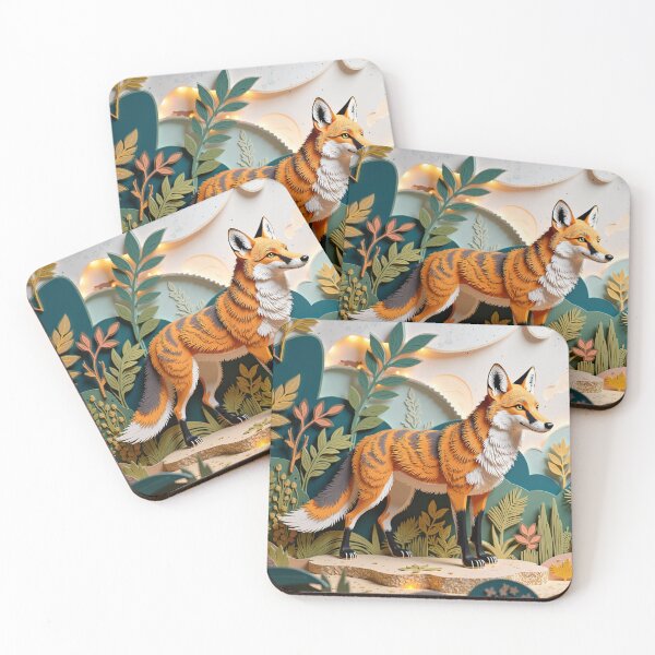 Item preview, Paper Cutout Fox | Tropical Jungle Glow  designed and sold by LatentRenderArt.