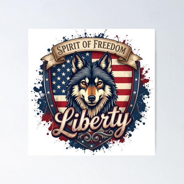 Item preview, Spirit of Freedom Wolf Shirt – Patriotic American Wolf Design - 4Th Of July designed and sold by relso.