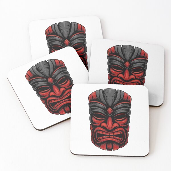 Item preview, Dark Tribal Tiki Mask Polynesian Warrior Spirit Art designed and sold by YounexxART.