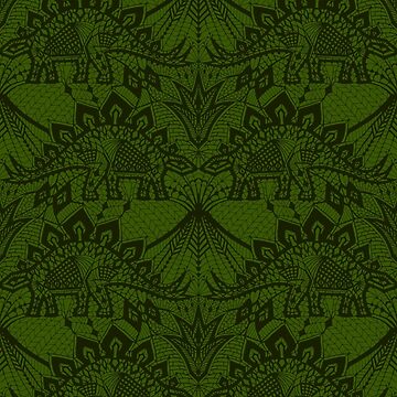 Artwork thumbnail, Stegosaurus Lace - Green by andreaalice