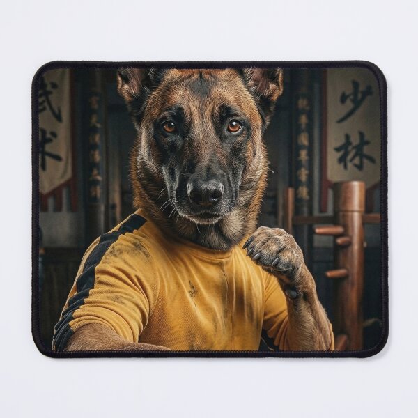 Item preview, Belgian Malinois Kung Fu Master – Martial Arts Dog in Yellow Suit | Ultra Realistic Warrior Dog Art designed and sold by Yassine Ardi.